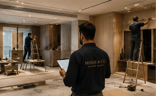 Interior project execution and construction work on site